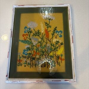 Vintage Floral Bead Art in Rustic Frame